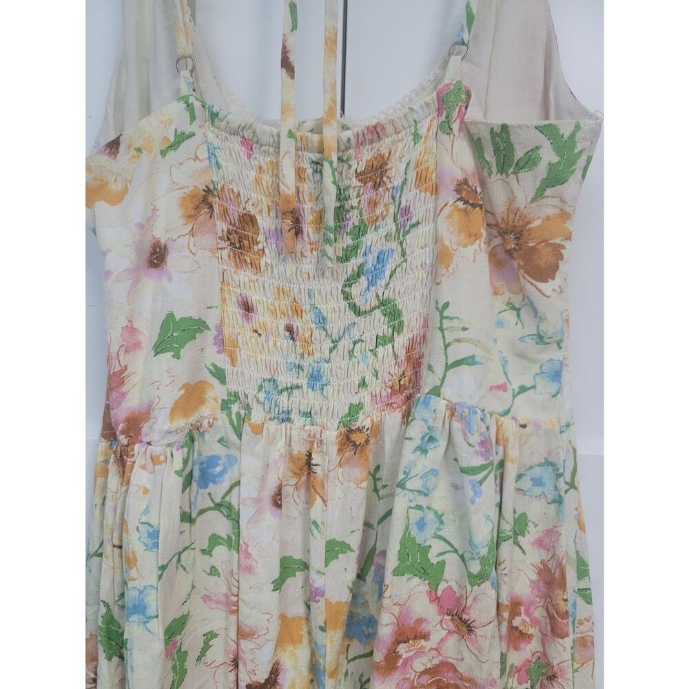 Wild Fable Floral Hook and Eye Romper Yellow Pastel Boho Cottagecore Sleeveless - Picture 8 of 9
